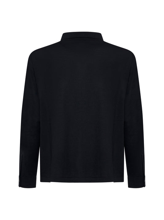 Black virgin wool knit shirt