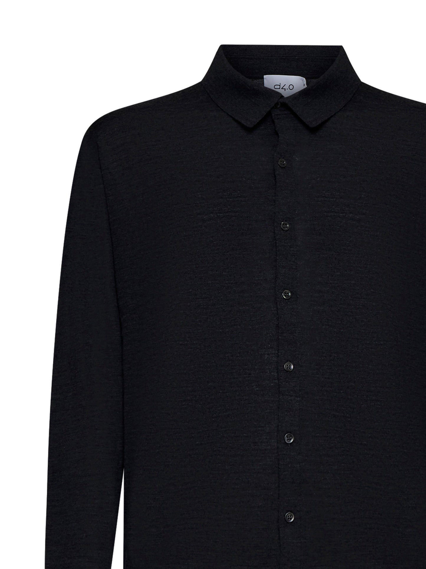 Black virgin wool knit shirt