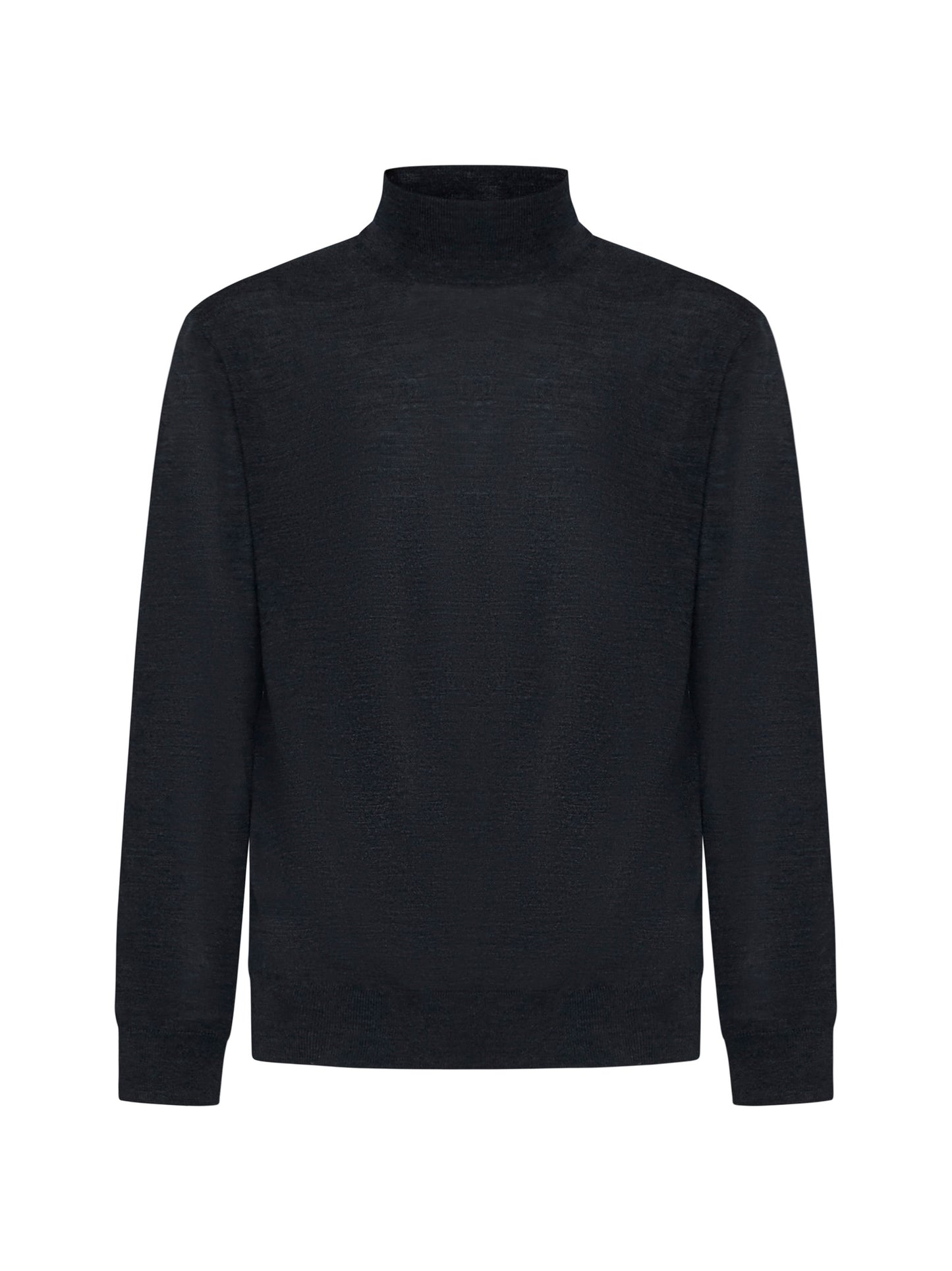 Grey virgin wool mock neck sweater