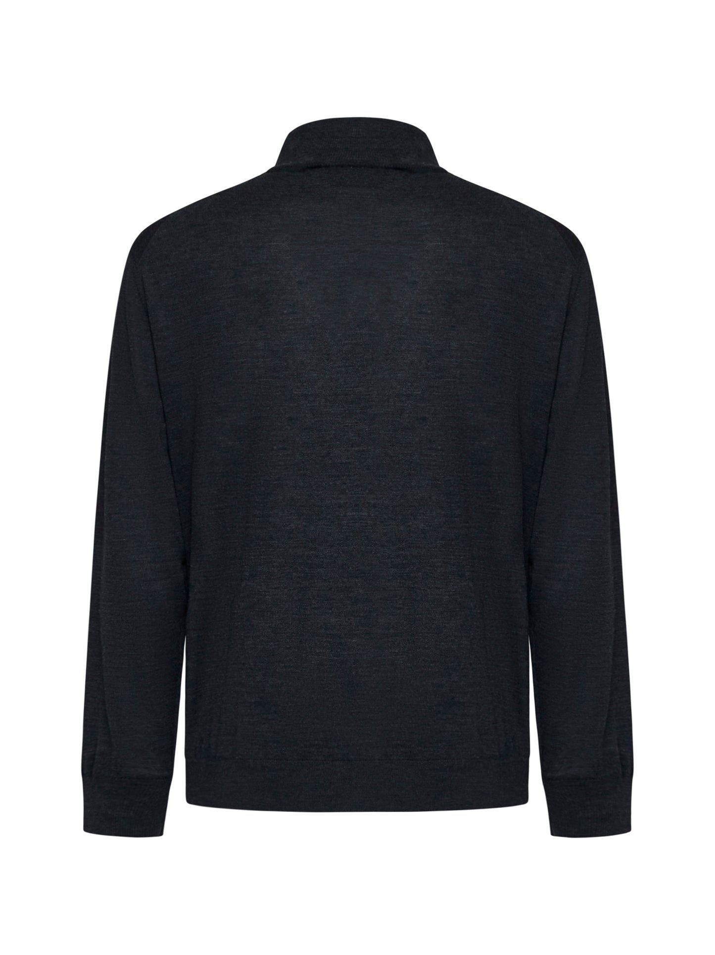 Grey virgin wool mock neck sweater