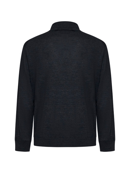 Grey virgin wool mock neck sweater