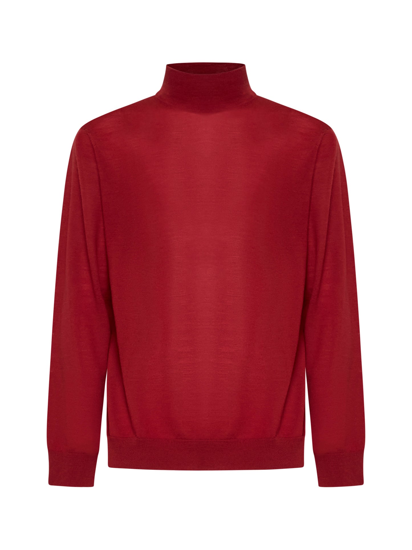 Red virgin wool mock neck sweater