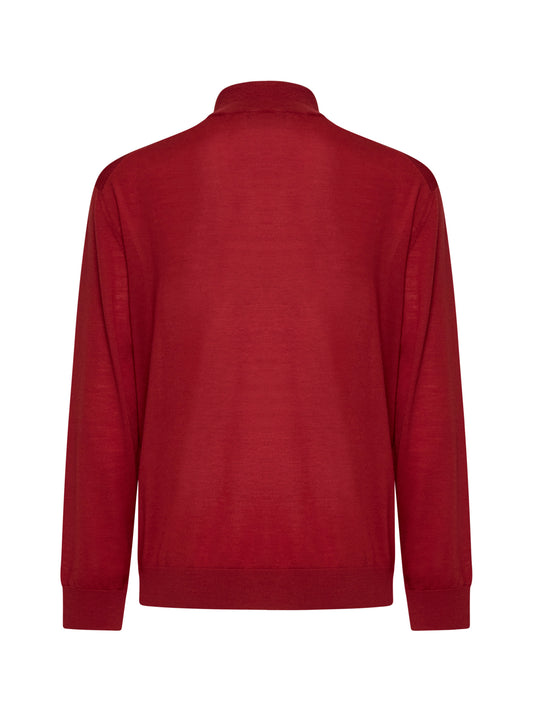 Red virgin wool mock neck sweater