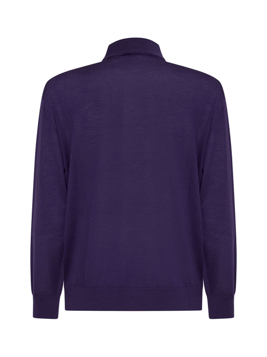 Purple virgin wool mock neck sweater