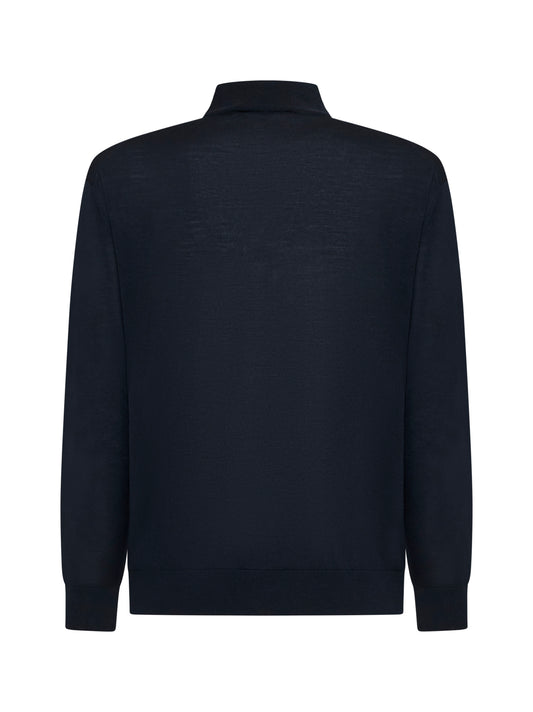 Maglia lupetto in lana vergine blu