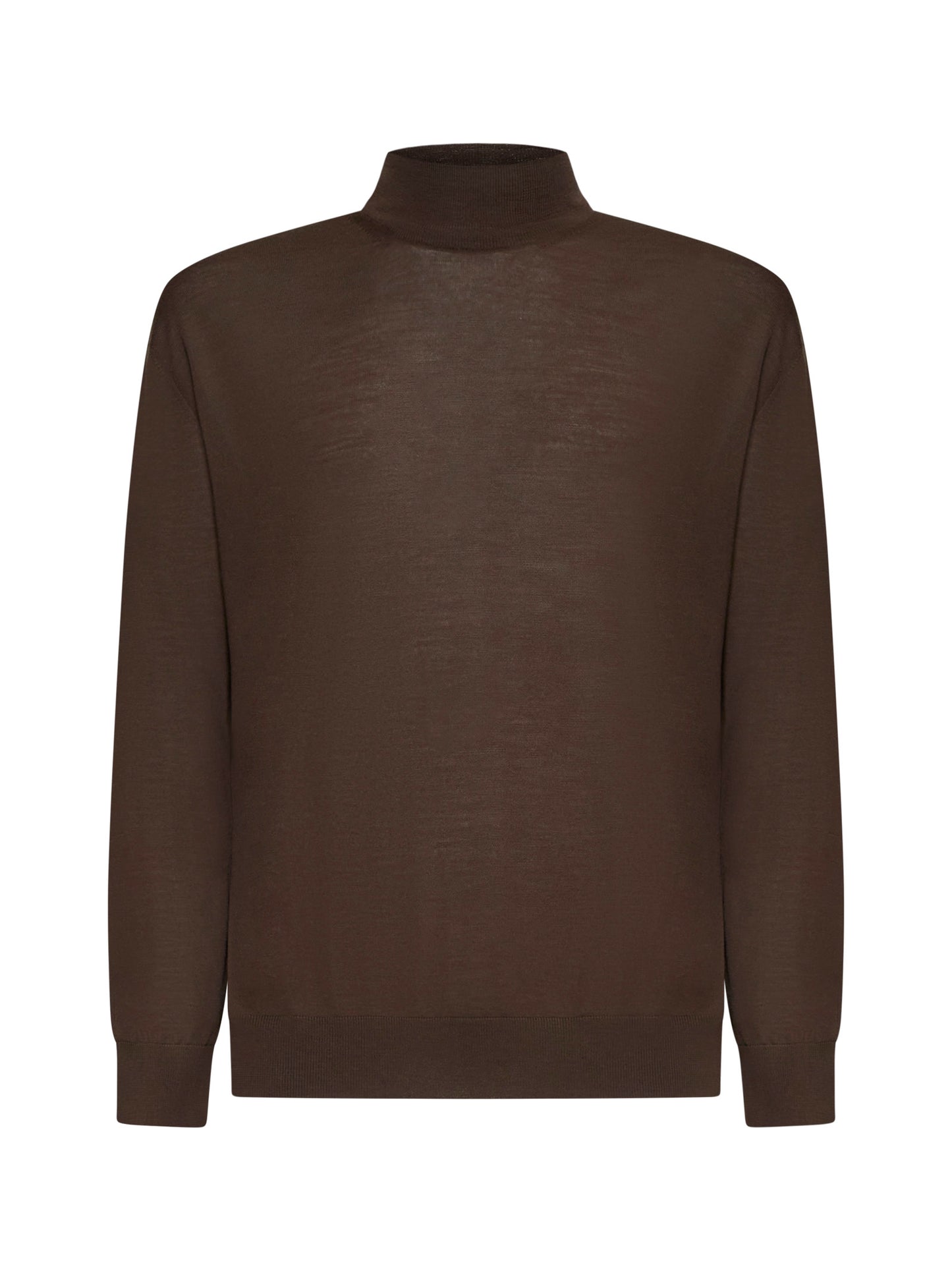 Brown virgin wool mock neck sweater