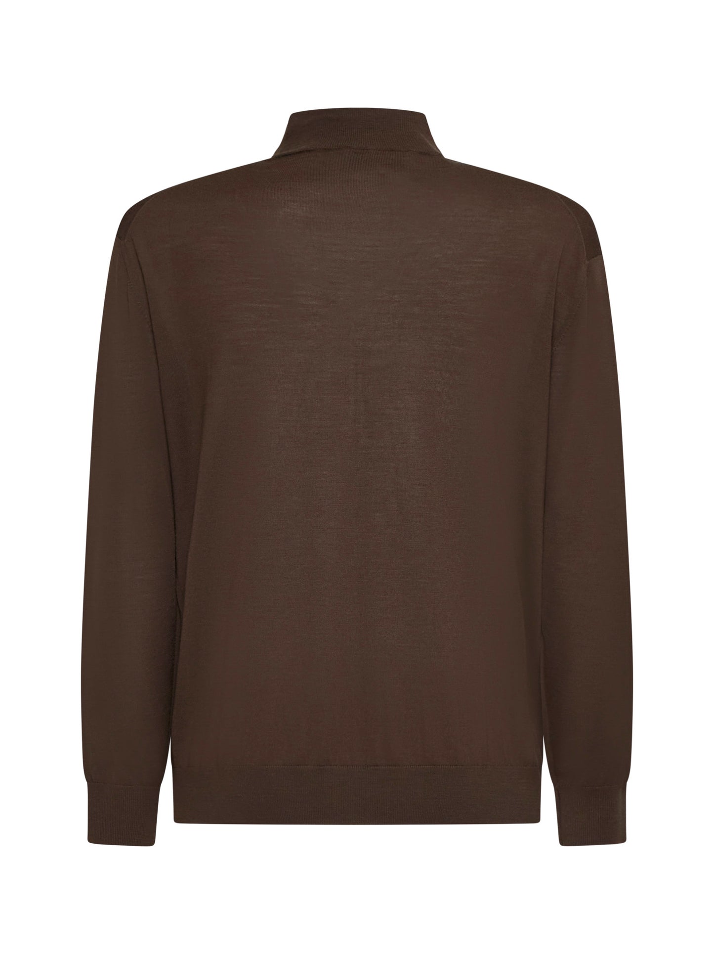 Brown virgin wool mock neck sweater