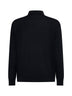 Black virgin wool knit polo shirt