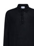 Black virgin wool knit polo shirt