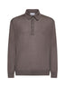 Taupe virgin wool knit polo shirt