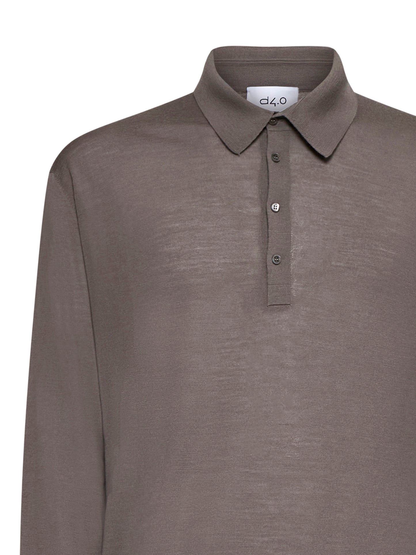 Taupe virgin wool knit polo shirt