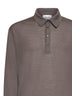 Taupe virgin wool knit polo shirt