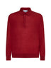 Red virgin wool knit polo shirt