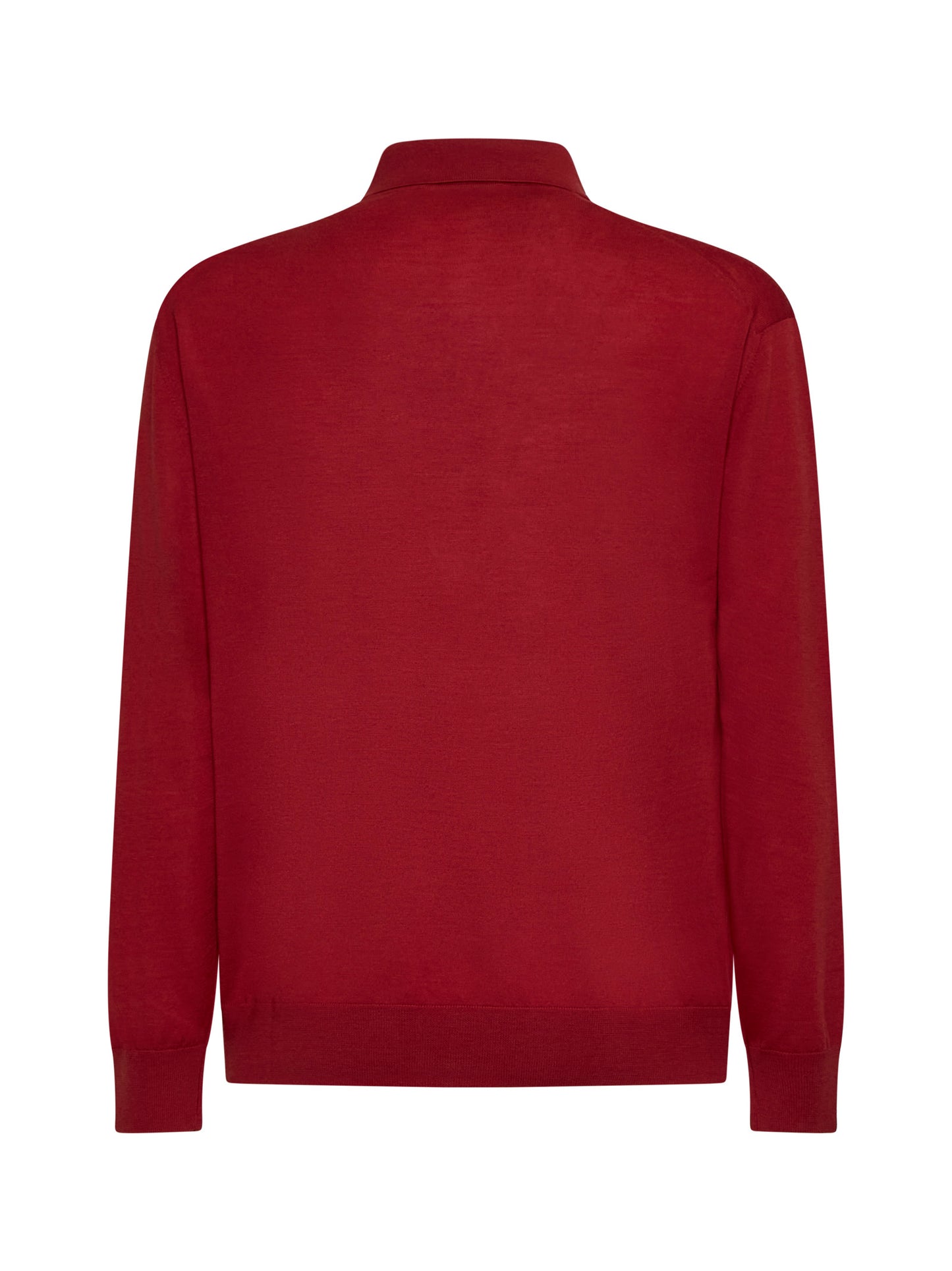 Red virgin wool knit polo shirt