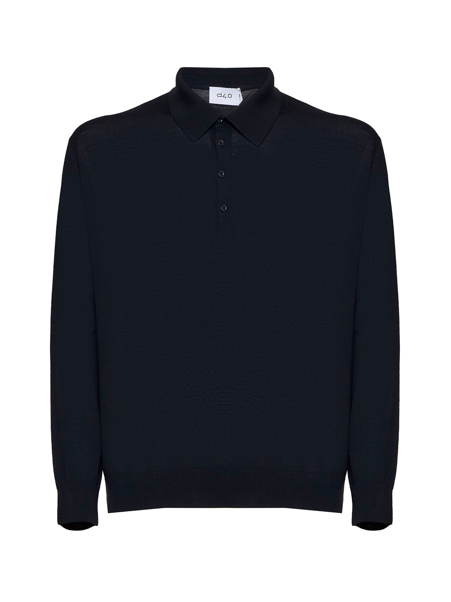 Blue virgin wool knit polo shirt