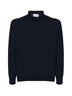 Blue virgin wool knit polo shirt
