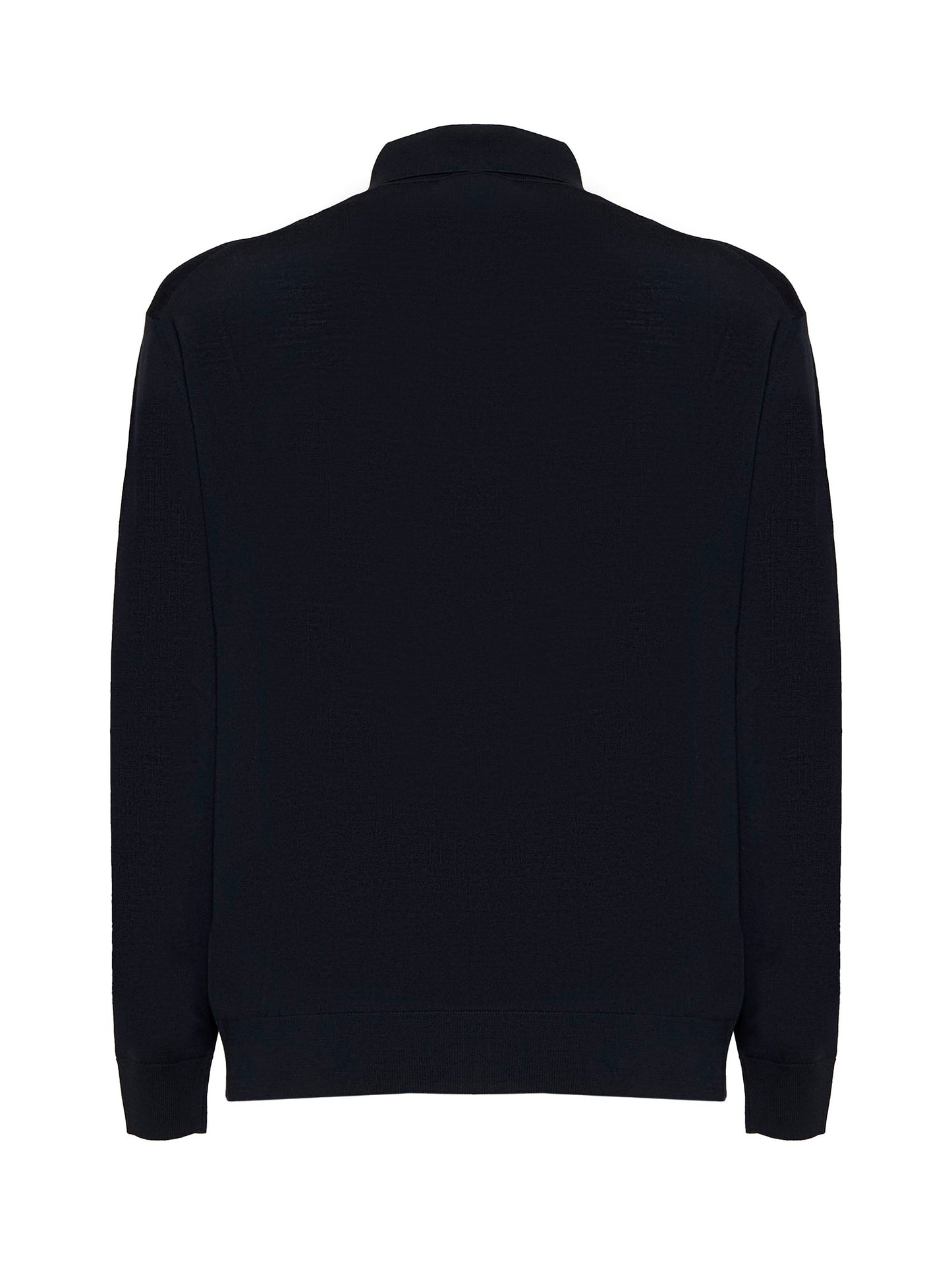 Blue virgin wool knit polo shirt