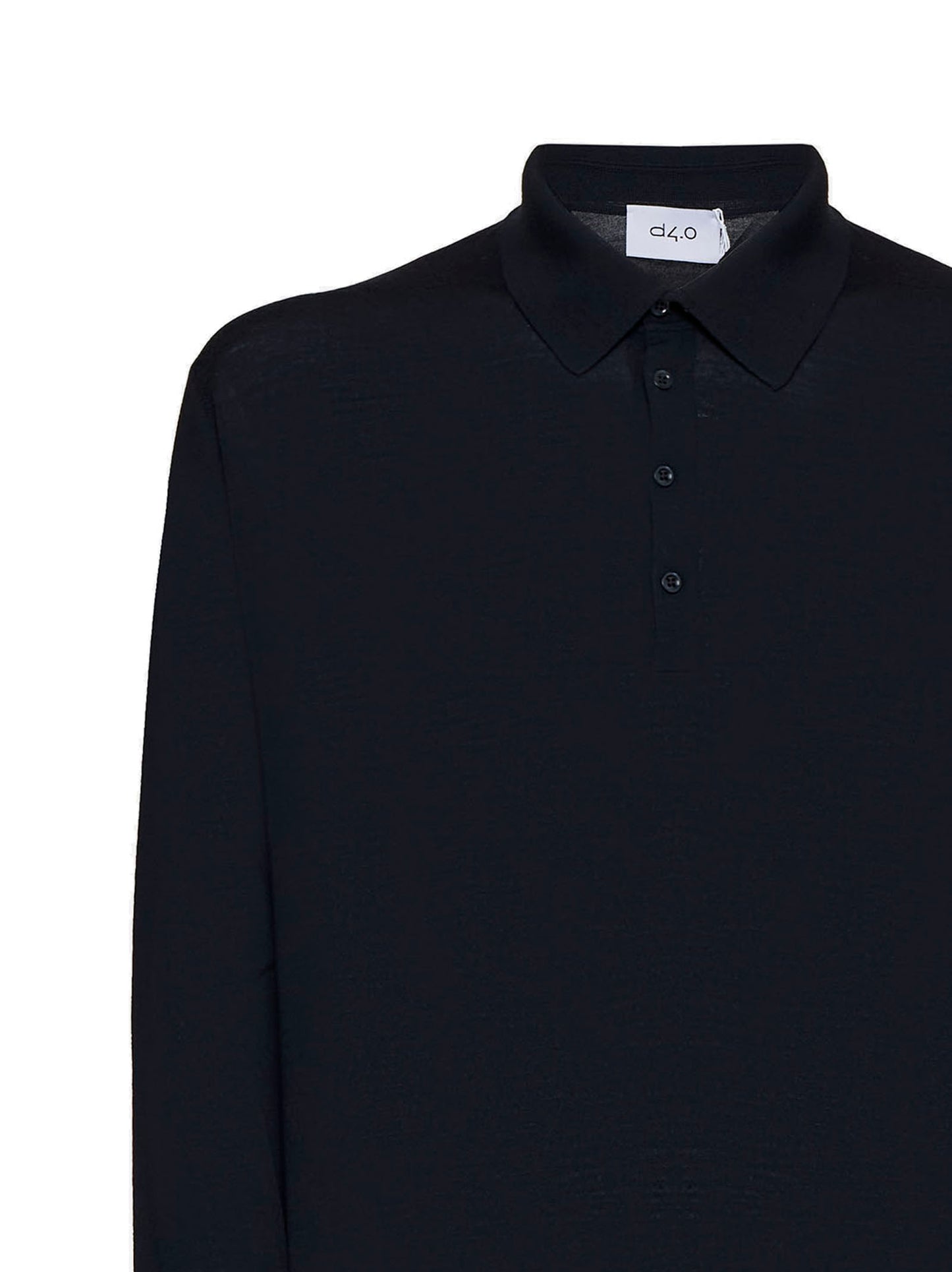 Blue virgin wool knit polo shirt