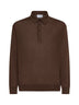 Brown virgin wool knit polo shirt