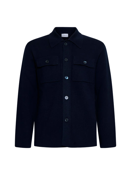 Blue virgin wool knit jacket