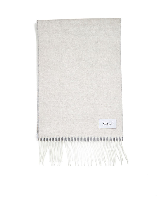 Beige and gray scarf with fringes