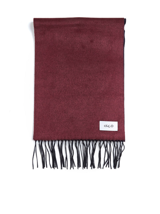 Burgundy and blue scarf with fringes