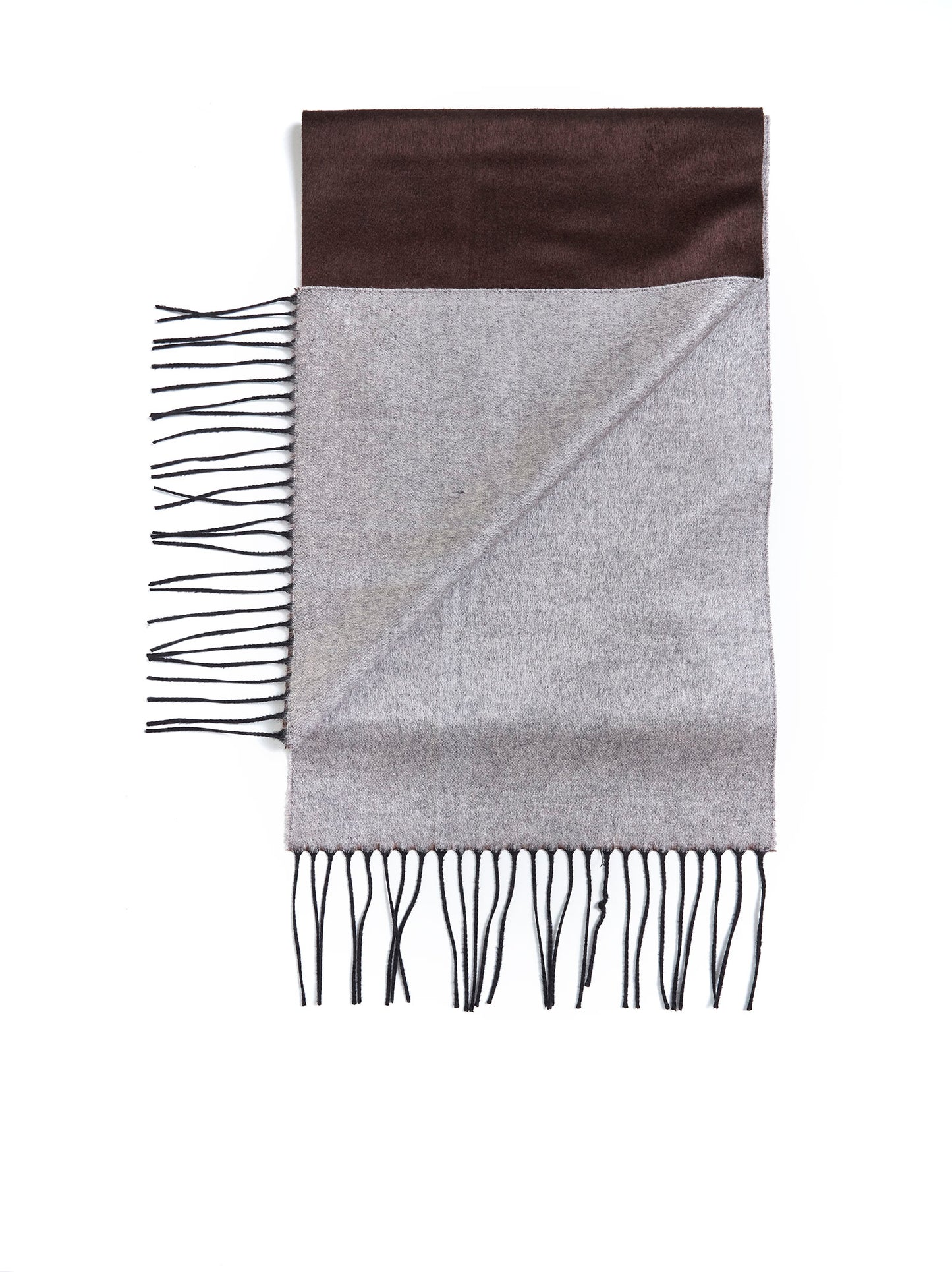 Sciarpa con frange marrone e beige