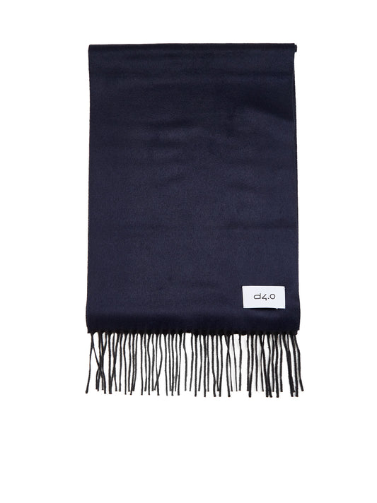 Blue and black scarf with fringes