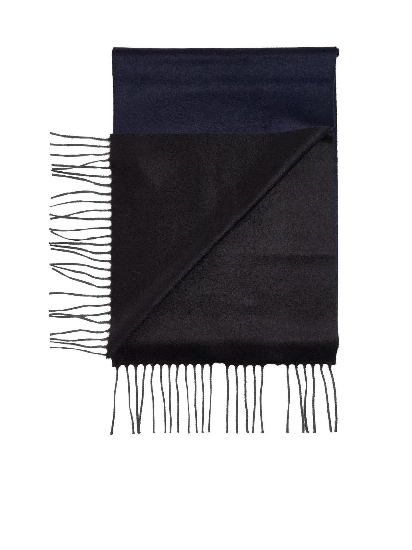 Blue and black scarf with fringes