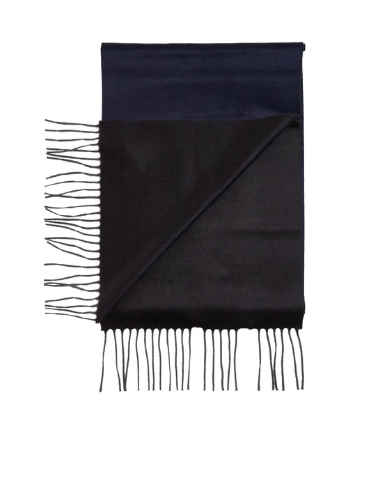 Blue and black scarf with fringes