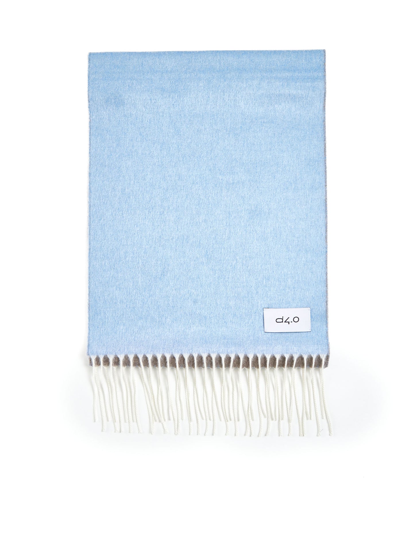 Beige and light blue scarf with fringes