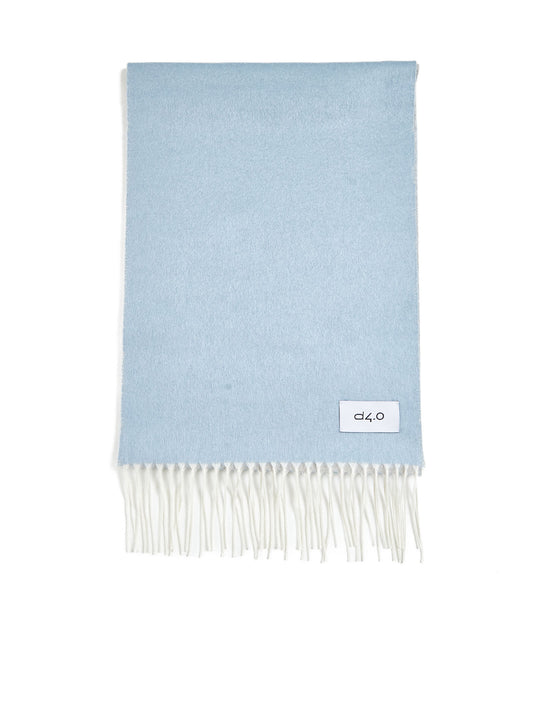 Beige and light blue scarf with fringes