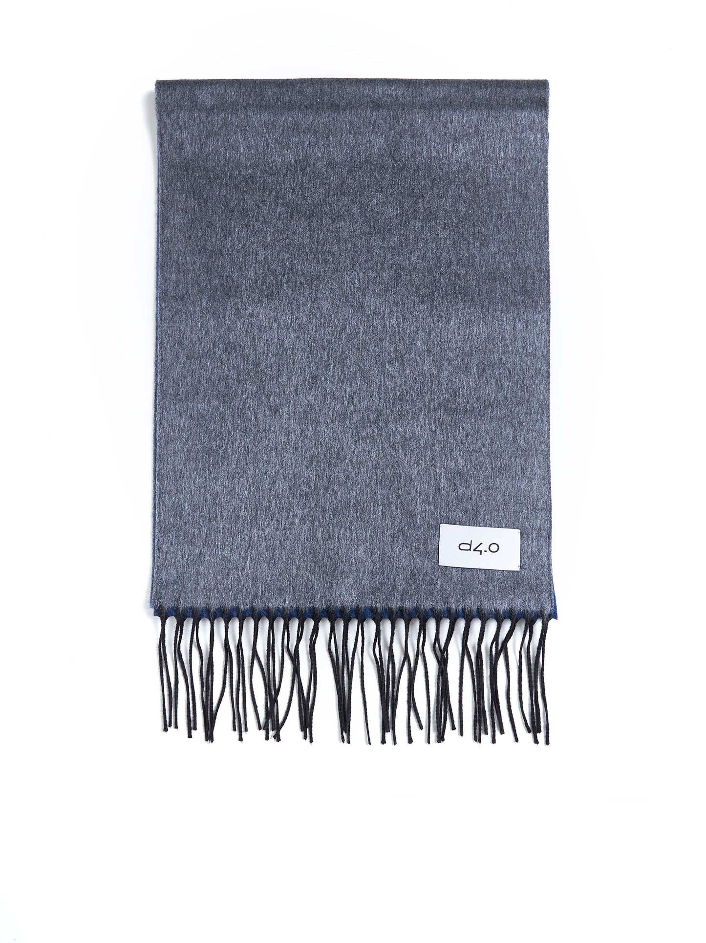 Gray and light blue scarf with fringes