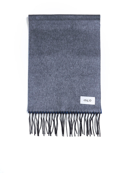 Gray and light blue scarf with fringes