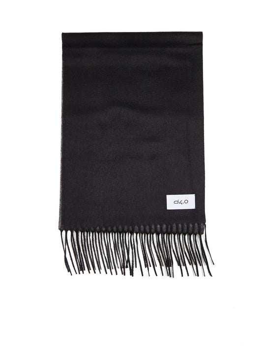 Gray and black scarf with fringes
