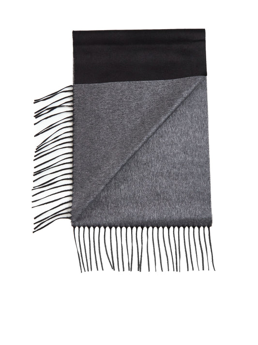 Gray and black scarf with fringes