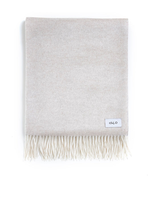 Beige and light gray plaid with fringes