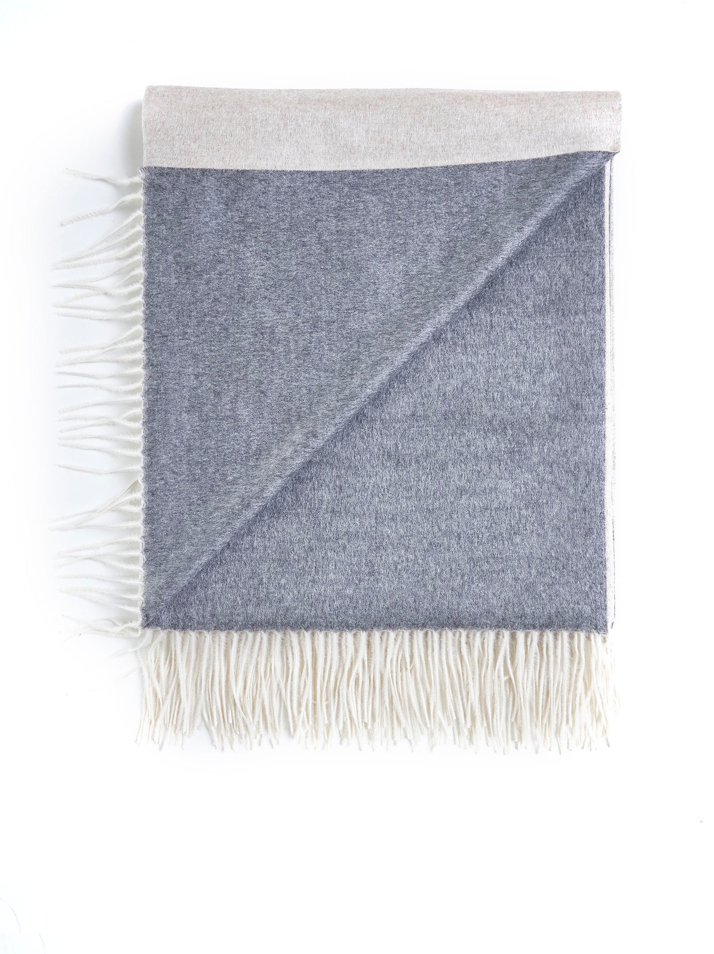 Beige and light gray plaid with fringes