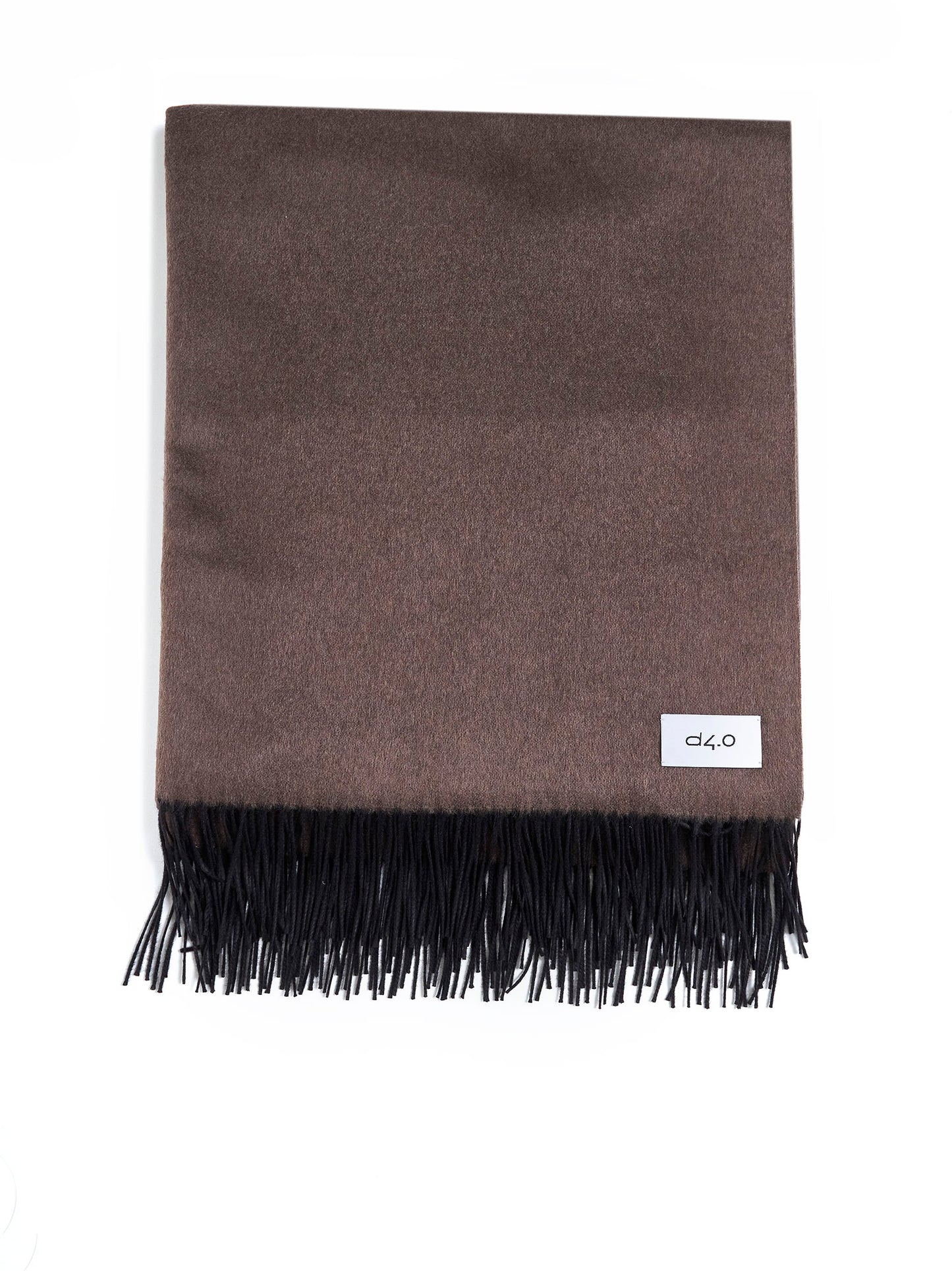 Brown and sage green plaid with fringes