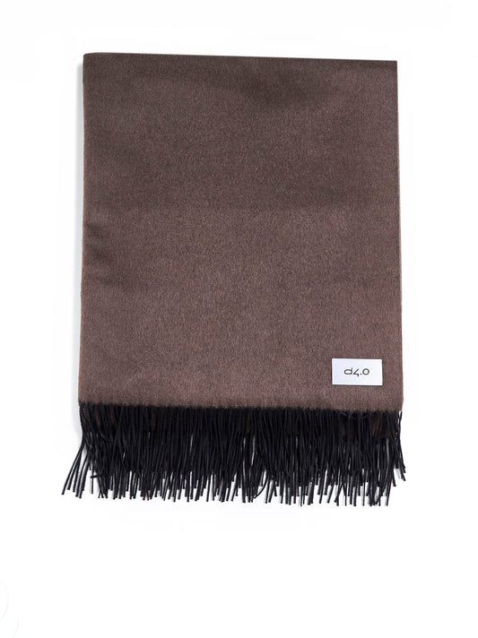 Brown and sage green plaid with fringes