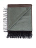 Brown and sage green plaid with fringes