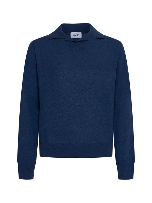 V-neck ribbed-cuff polo shirt