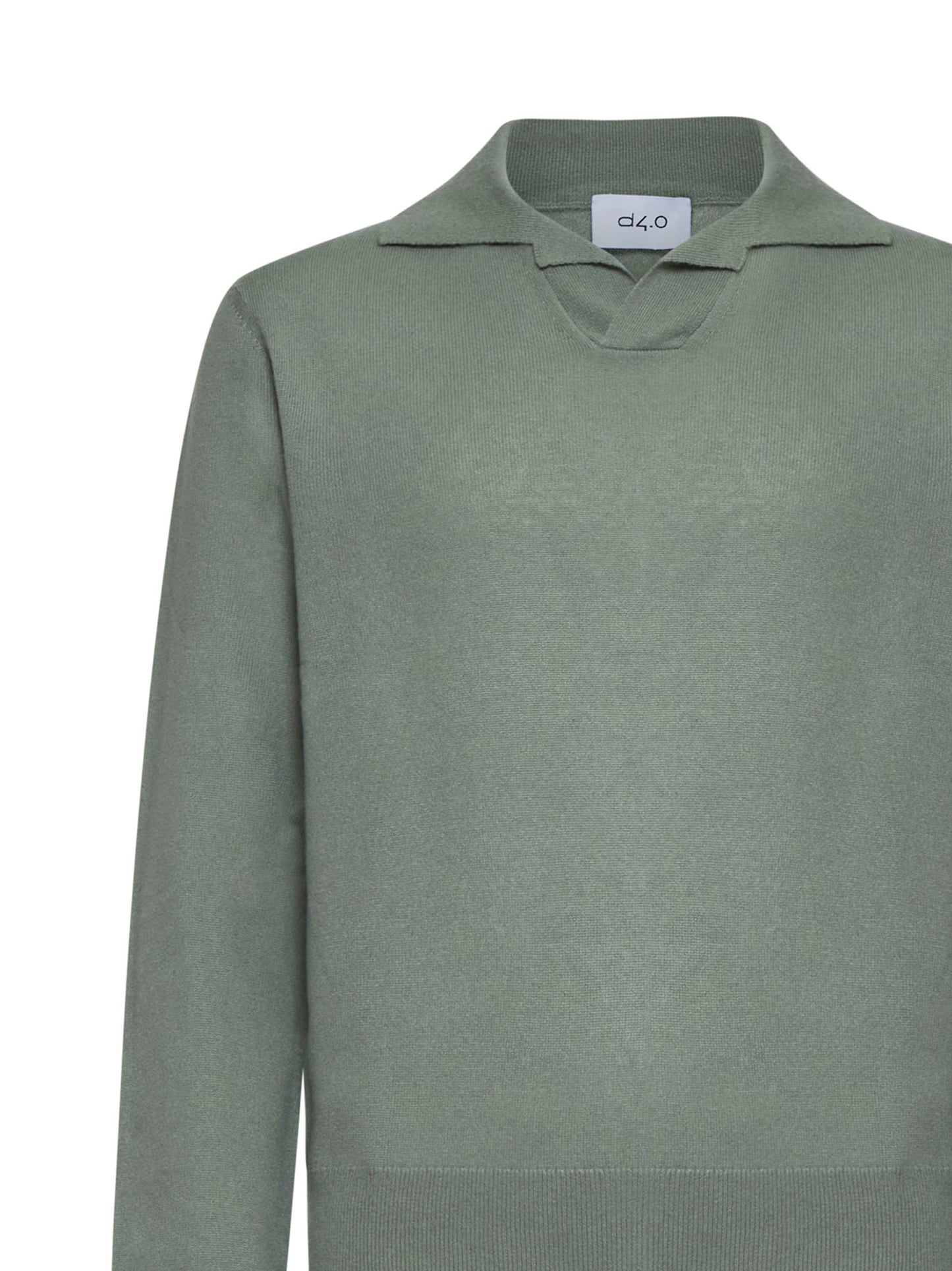 V-neck ribbed-cuff polo shirt