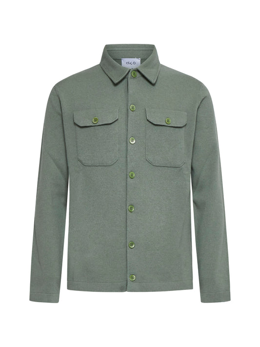 Green cashmere shirt jacket