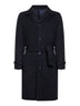 Navy blue virgin wool belted coat