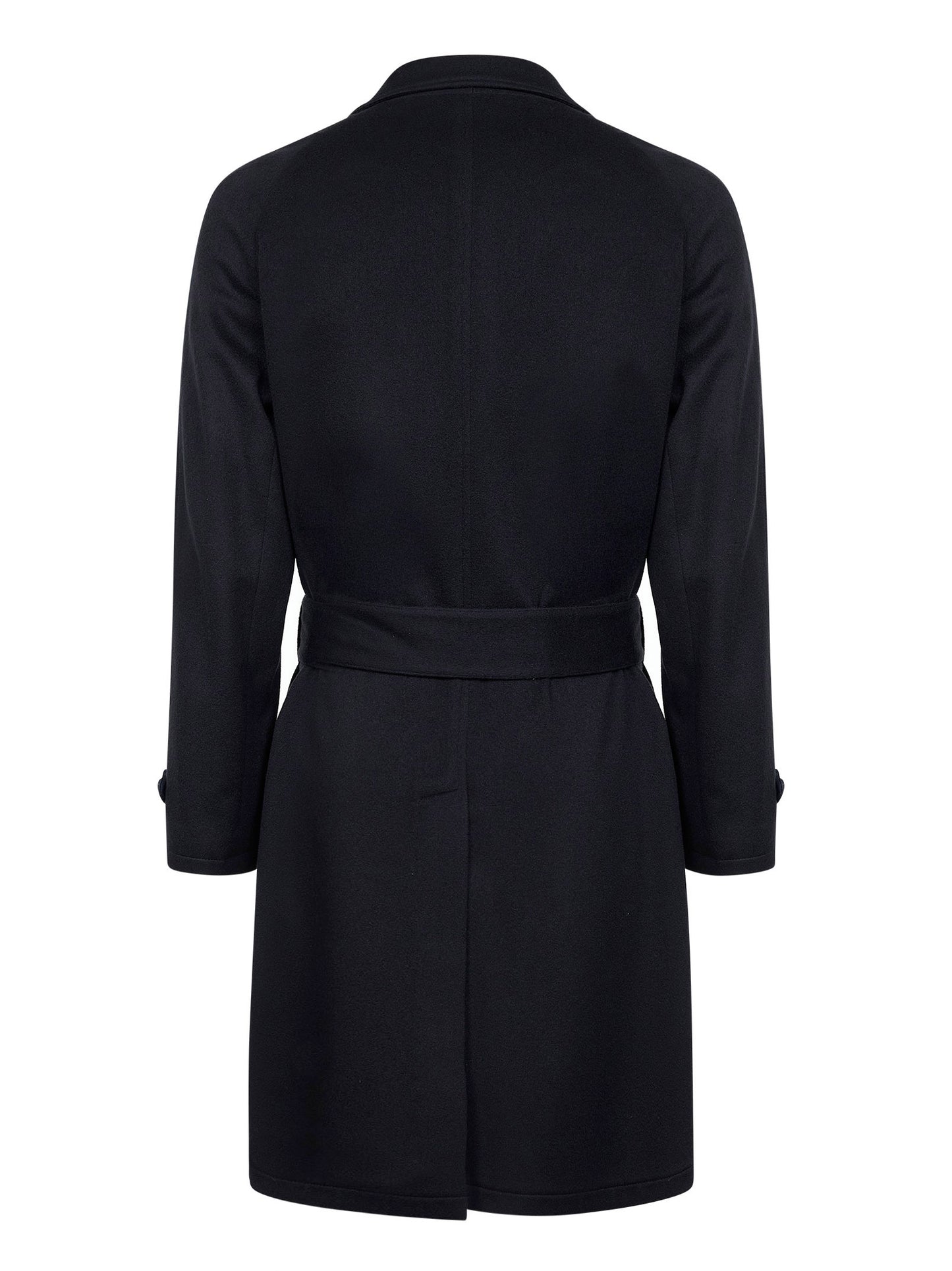 Navy blue virgin wool belted coat