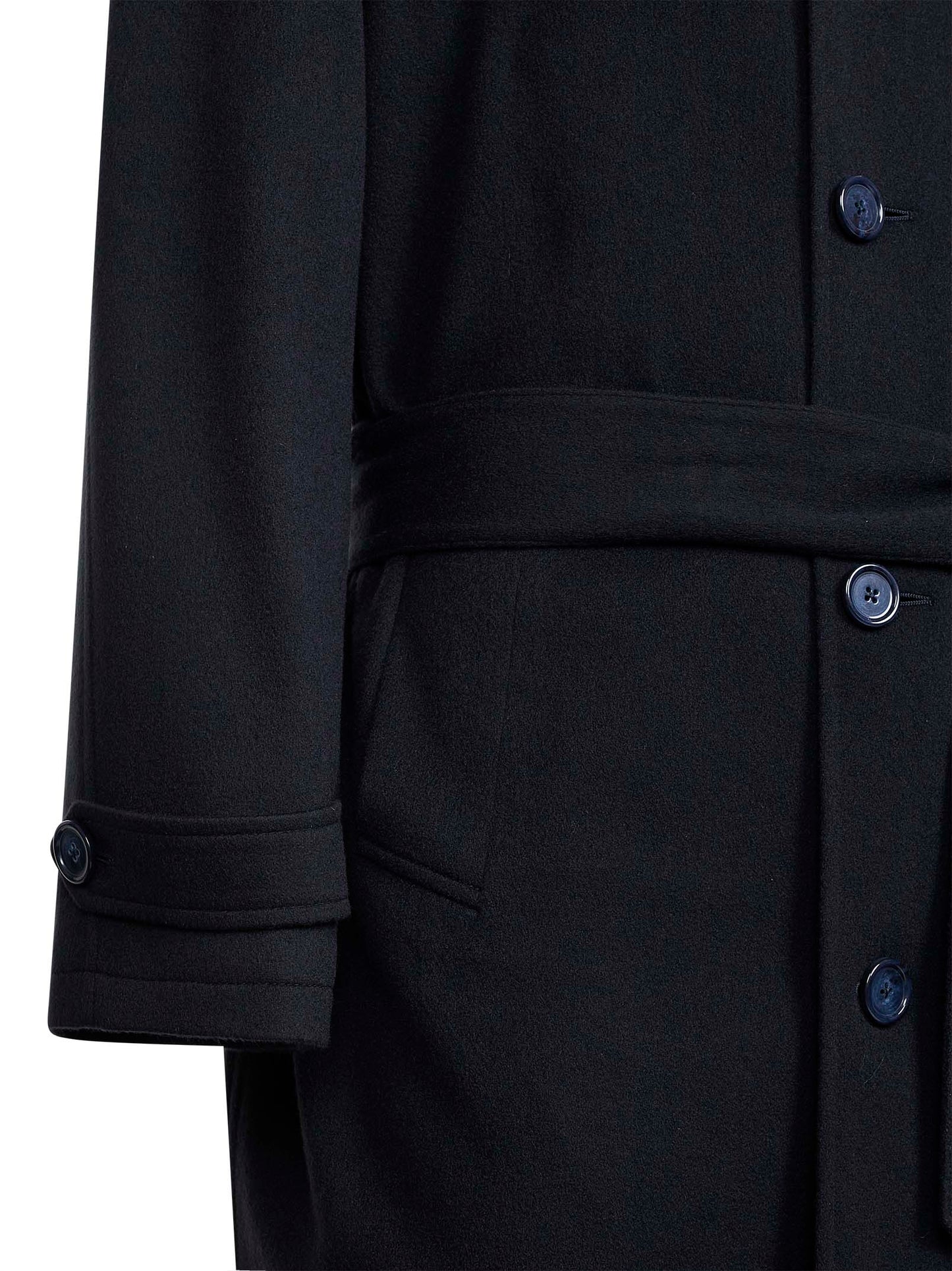 Navy blue virgin wool belted coat