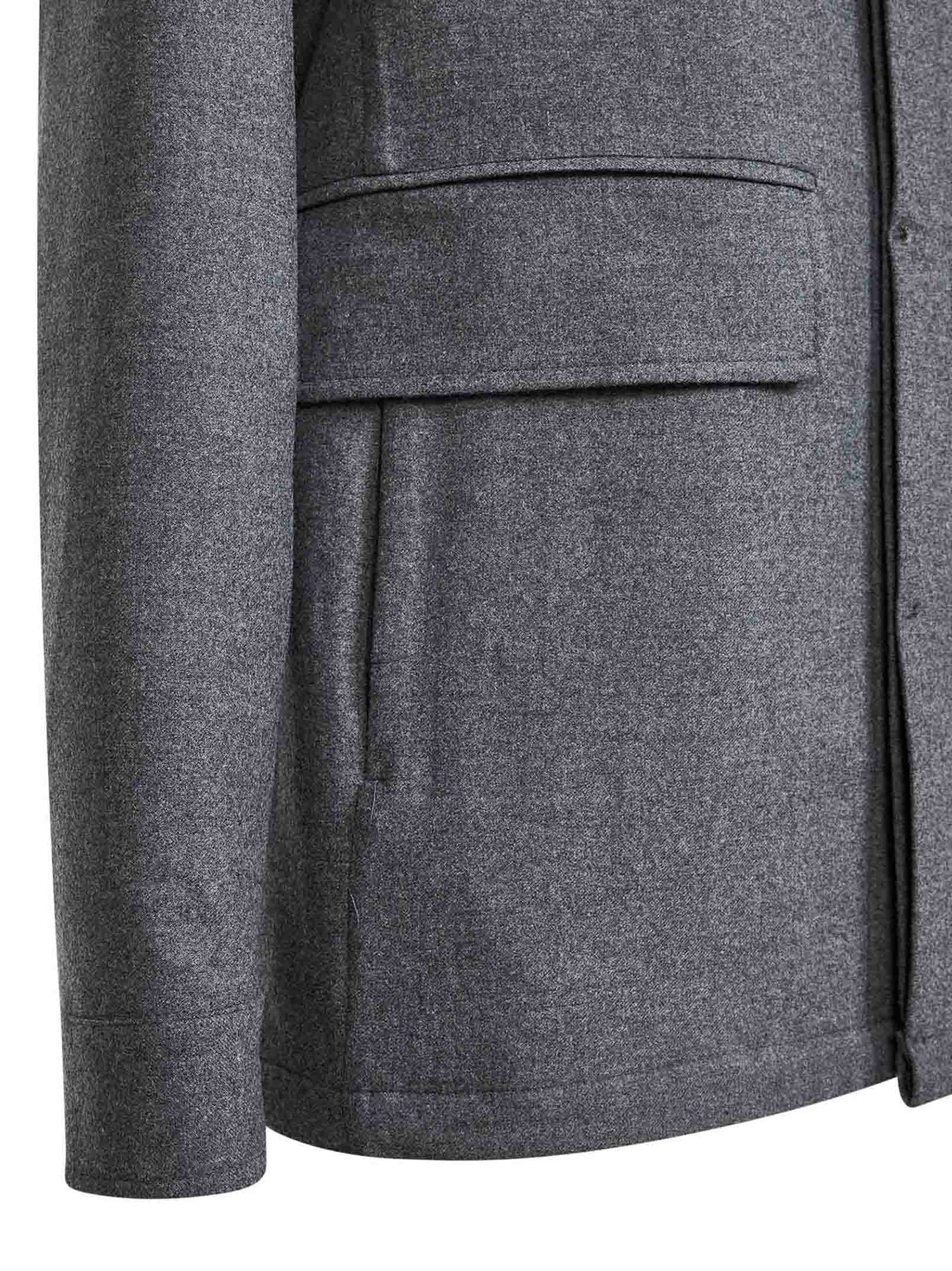 Grey Loro Piana stretch flannel Chet shirt jacket