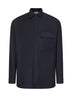 Giacca camicia in lana vergine blu