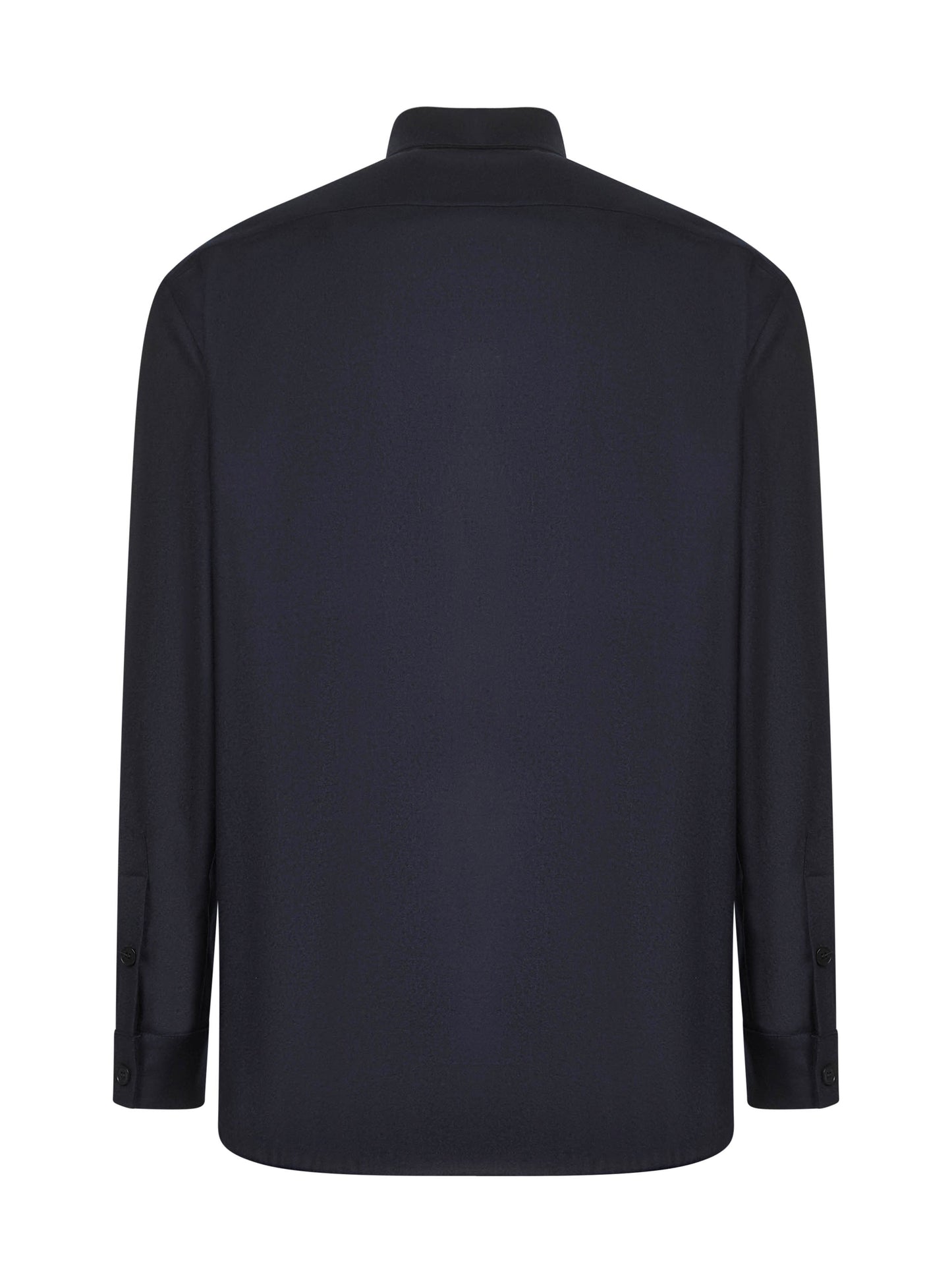 Giacca camicia in lana vergine blu